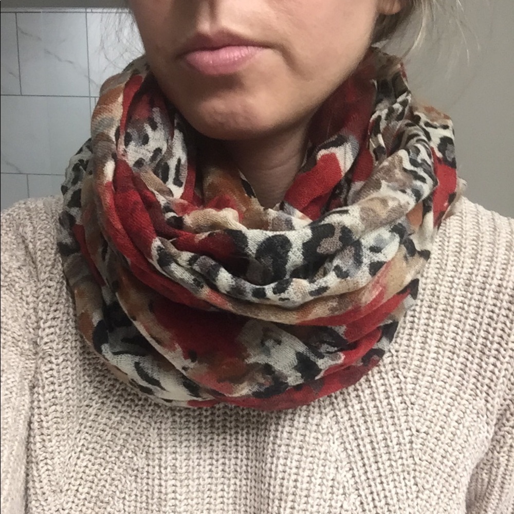 Floral and animal print infinity scard